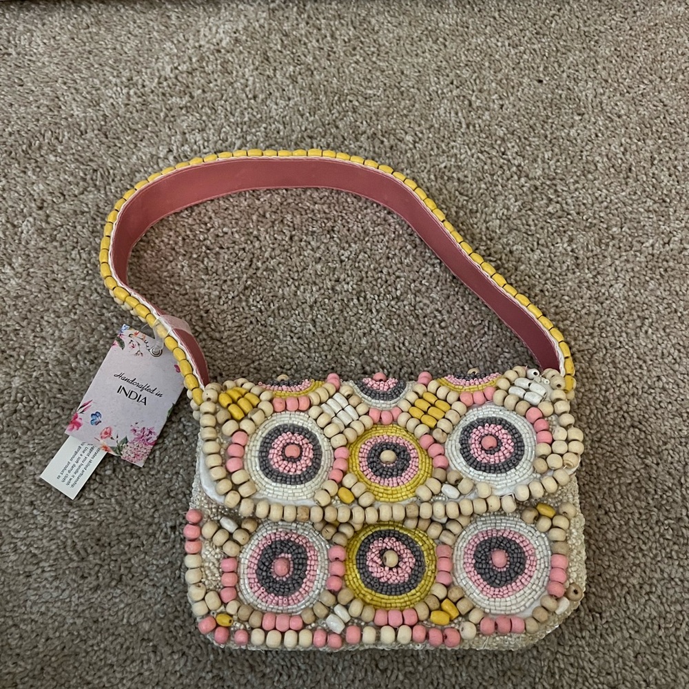 NWT Viral Pink/Purple/Yellow Beaded Bag